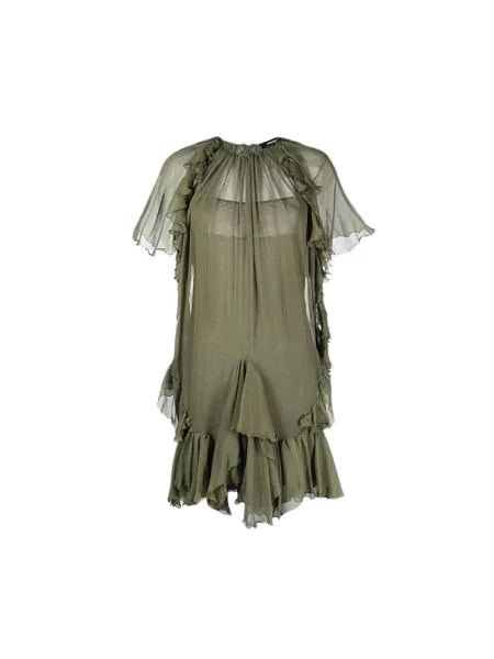 Lniana sukienka Dsquared2 zielona