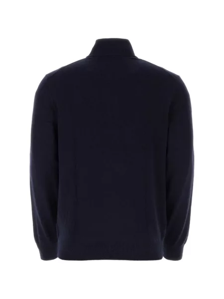Vlněné polotričko Polo Ralph Lauren s výšivkou s výstřihem do v modré