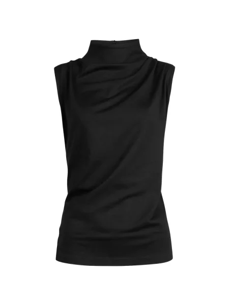 Top Marcella fără mâneci drapat negru