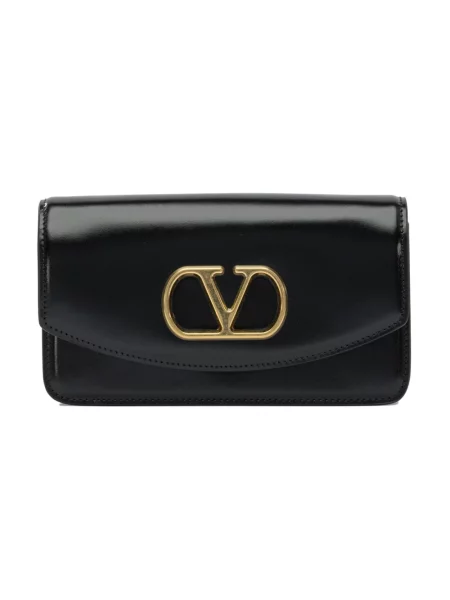 Lniana kopertówka Valentino Garavani biznesowa czarna
