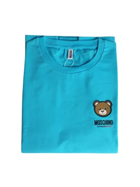 Koszulka Moschino z dżerseju z logo niebieska