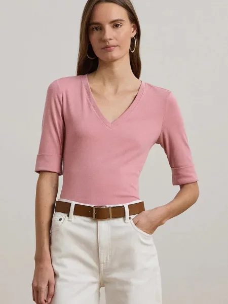 Тениска Lauren Ralph Lauren дамска розово