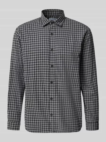 Koszula casualowa o kroju regular fit z kołnierzykiem typu kent model CARTER' Jack & Jones czarna