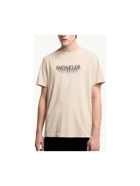 Koszulka Moncler z dżerseju z logo beżowa