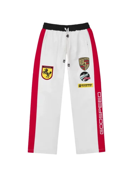 Pantaloni Godspeed cu dungi alergare alb