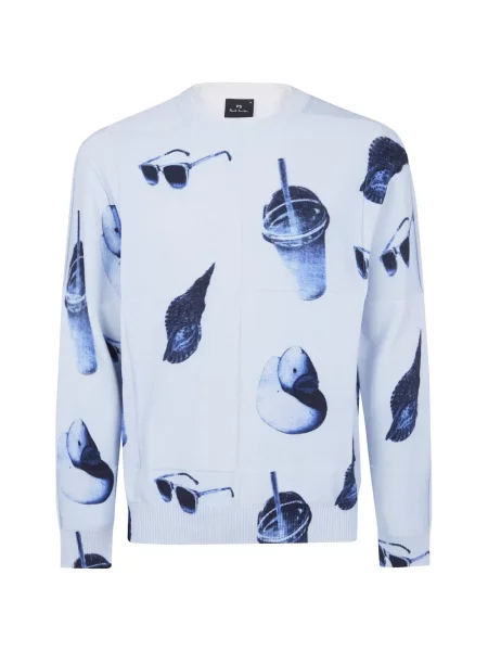 Pulover Ps Paul Smith cu imagine albastru