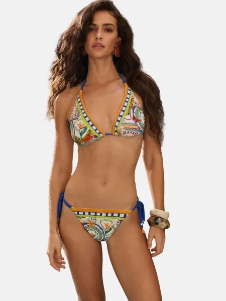 Lipsy Costum de baie două piese / maro / galben / verde albastru