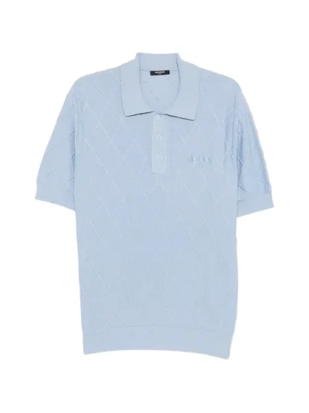 Tricou polo Balmain cu broderie tricotate albastru
