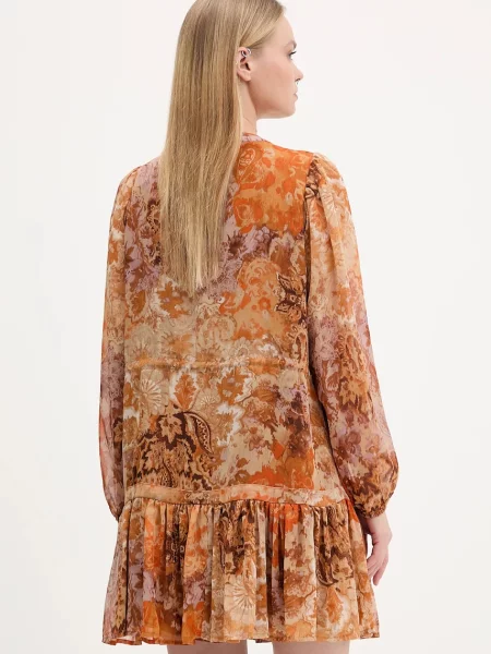 Платье мини Desigual клеш оранжевое