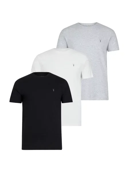 AllSaints Tricou TONIC gri amestecat / negru alb