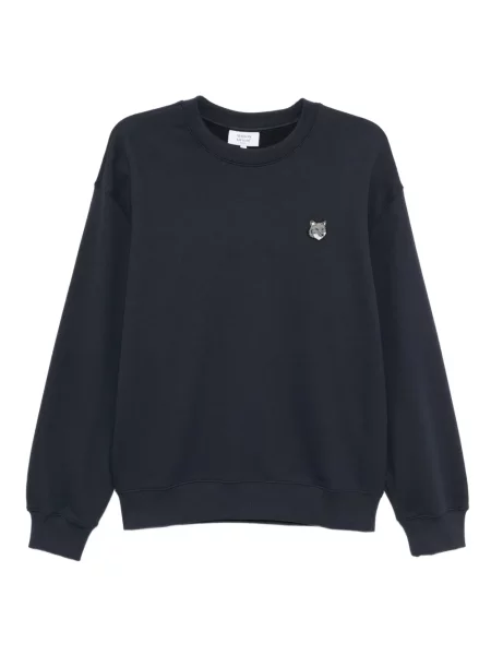 Mikina Maison Kitsuné s výšivkou modrá