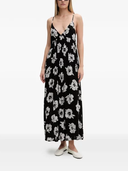 Gėlėtas raštuotas dirželis maxi suknele Rip Curl juoda