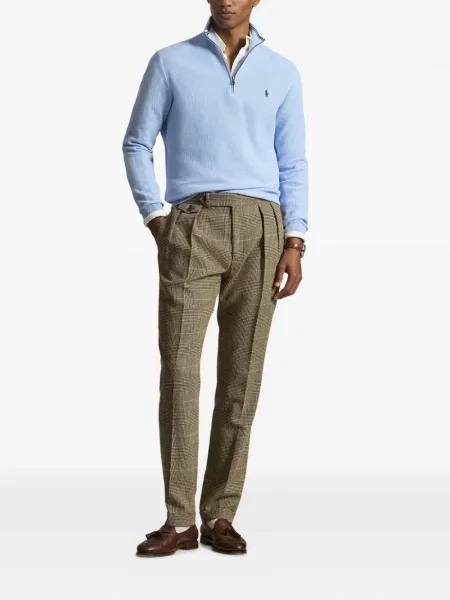 Pruhované stahovací šňůrka tričko Polo Ralph Lauren s autogramem modré