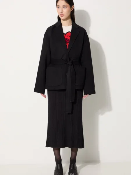 Kenzo kurtka wełniana Double Face Workwear Jacket przejściowa czarny