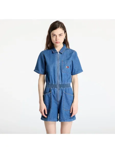 Дънков гащеризон Tommy Jeans от с яка синьо