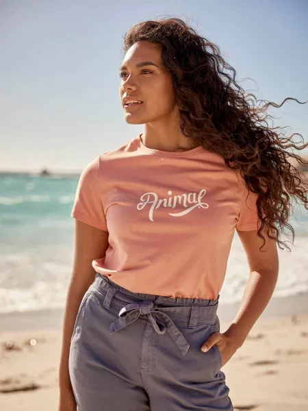 Marina koszulka z bawełny organicznej z logo Script Pink