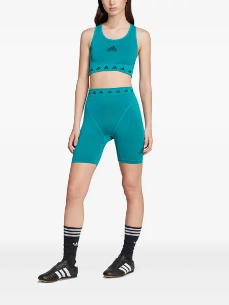 Pruhované pás kalhoty jogger Adidas s potiskem růžové