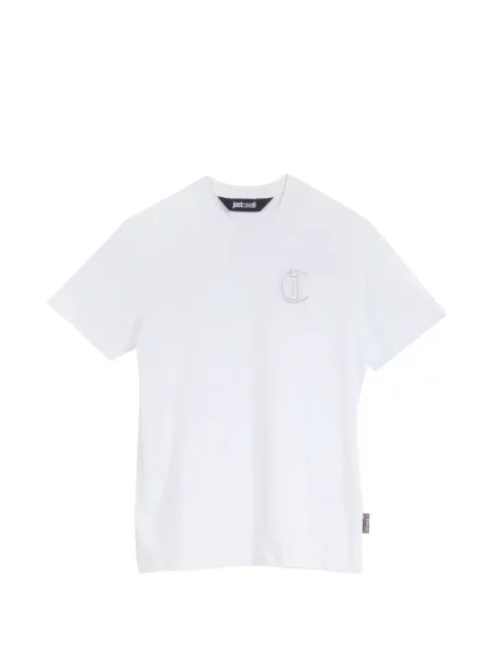 Tricou Just Cavalli cu broderie alb