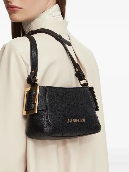Τσάντα χιαστί Love Moschino με αγκράφα μαύρο