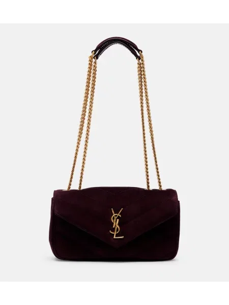 Geantă Saint Laurent din piele de căprioară bordo