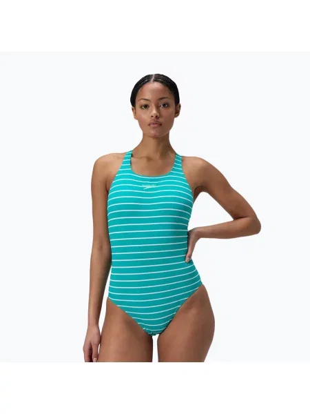 Дамски цял бански костюм Speedo Eco Endurance+ Printed Medalist turquoise gem синьо
