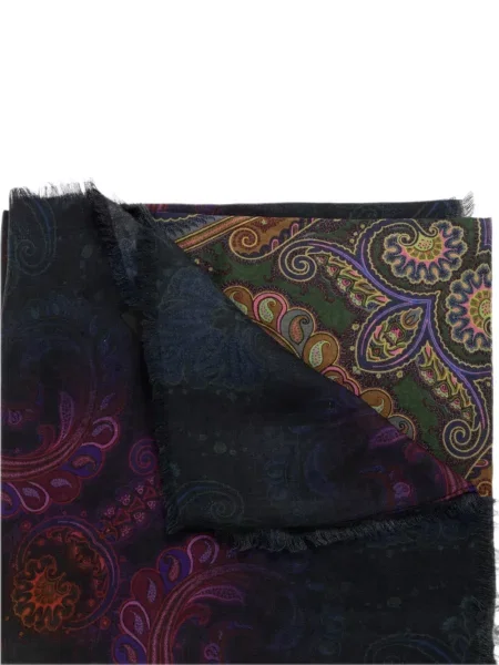 Шал Etro с принт с пейсли десен синьо