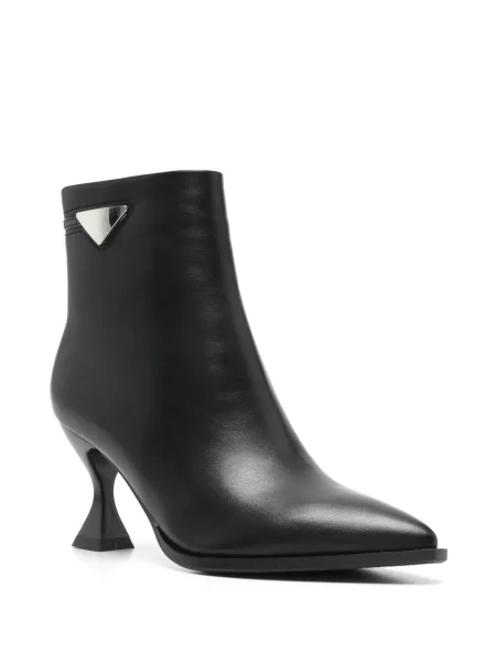Botine Exè din piele cu autograf negru