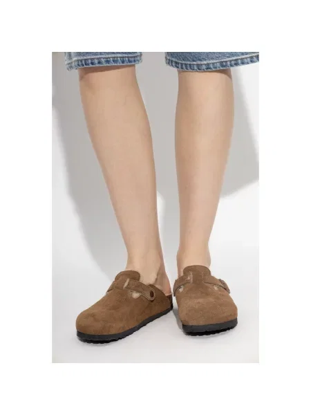 Klapki Birkenstock wełniane brązowe