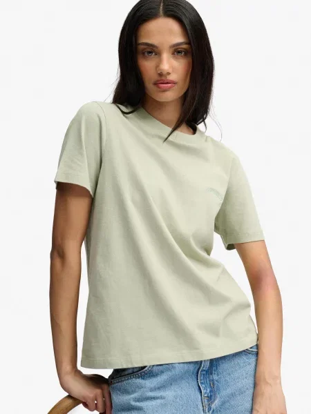 Superdry koszulka Essential Logo z haftem organiczna – Dusty zielona
