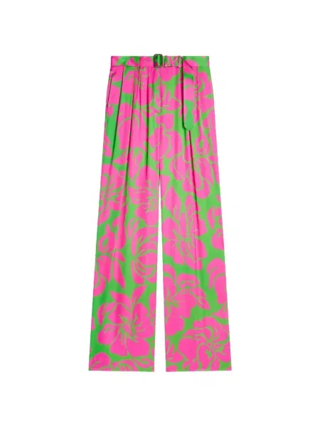 Pantaloni Dries Van Noten din satin roz