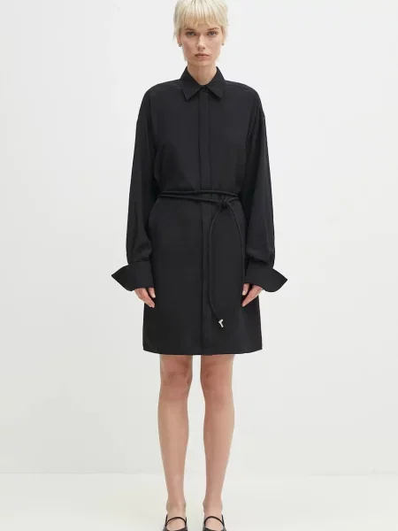 Sportmax sukienka jedwabna Eolie mini prosta czarny