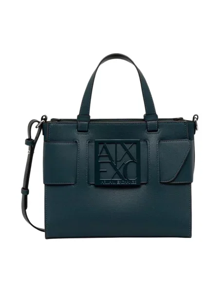 Armani Exchange torebka z imitacji skóry niebieska