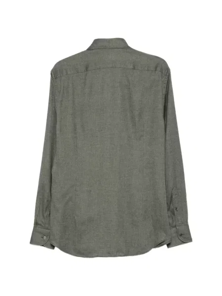 Lung cămașă Corneliani cu model herringbone verde