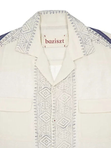 Cămașă Baziszt cu broderie cu dungi alb