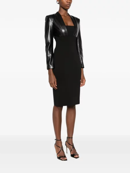 Rochie midi Simona Corsellini din piele negru
