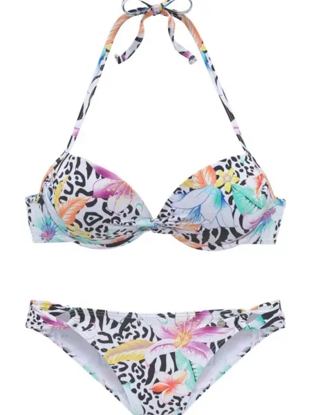 LASCANA Bikini turkizna / svetlo rumena / svetlo lila / oranžna / črna bela