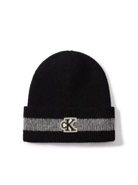 Calvin Klein Căciulă gri alb lână negru