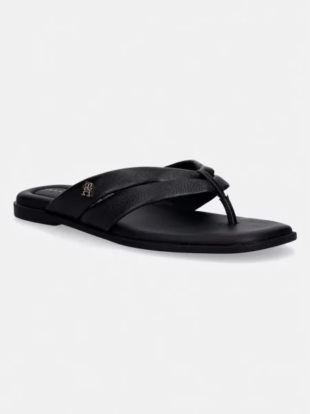 Tommy Hilfiger japonke usnjene ELEVATED TOE POST LTH SANDAL črna