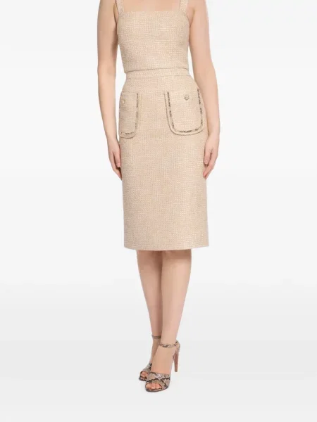 Fustă midi Elie Saab cu imagine din tweed