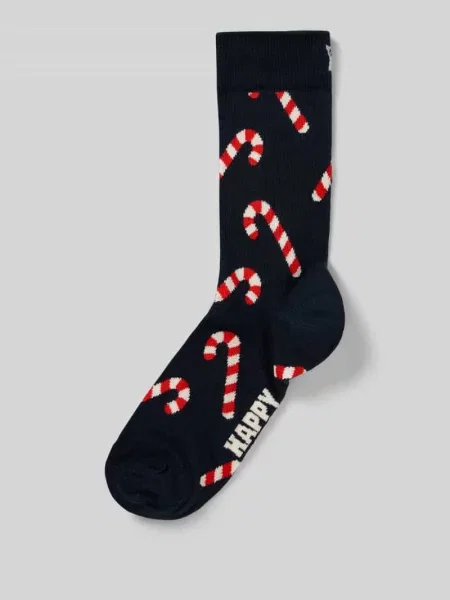 Skarpety z elastycznej mieszanki bawełny model Candy Cane' Happy Socks granatowe