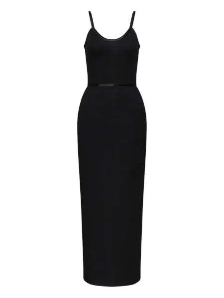 Rochie maxi Thom Browne din satin de costum negru