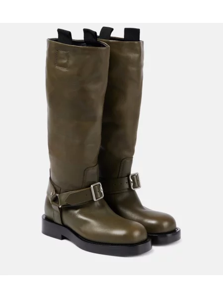 Кожени ботуши Burberry зелено