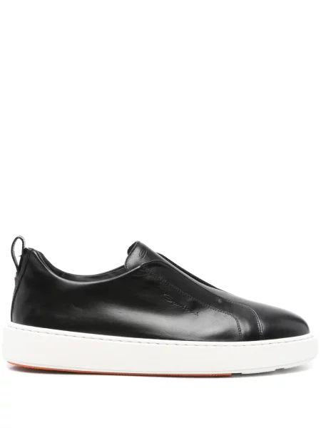 Sneakerși Santoni din piele slip-on negru