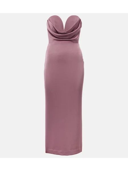 Rochie midi Alex Perry din satin fără bretele gri