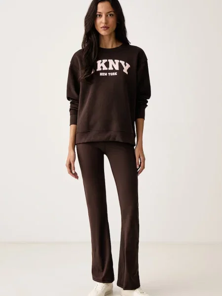 DKNY pulover z bombažem rjava
