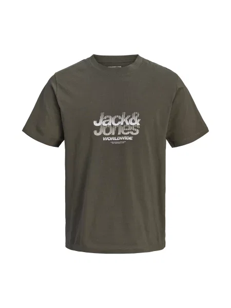 JACK & JONES Tricou JCOECHO verde pin murdar alb