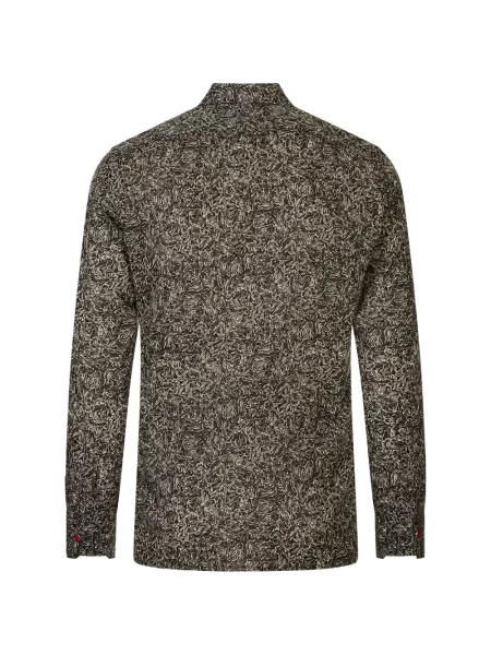 Lung cămașă Kiton cu model floral cu imagine negru