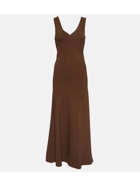 Jedwabna sukienka Asceno garniturowa brązowa