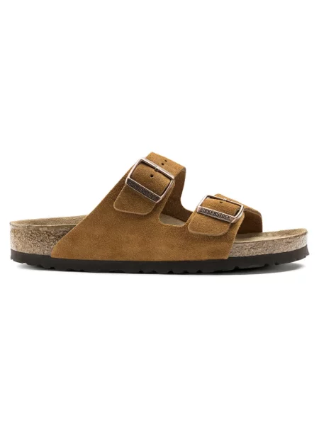 Klapki Birkenstock skórzane brązowe