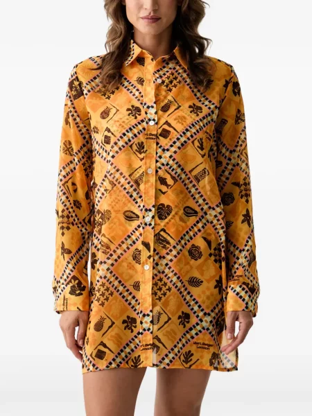 Rochie tip cămașă Kurt Geiger London cu imagine portocaliu
